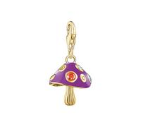 THOMAS SABO Charm Club - Colgante con forma de seta en 3D (plata 925, chapado en oro), color morado, Standard, Plata de ley, Circonita cúbica