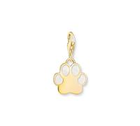 Thomas Sabo Charm Club Original Charm Colgante de pata de perro con esmalte frío blanco de plata 925 reciclada, chapado en oro de 18 quilates, esmalte frío 2014-427-39