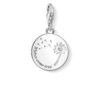 Thomas Sabo Colgante charm para mujer con diseño de flor de diente de león e inscripción Wishes Come True plata de ley 925, 1457-051-21