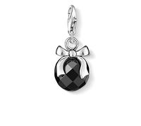 Thomas Sabo Charm con Cierre de Mujer con Plata de Ley 925/1000 con Perla Sintética, obsidian stone bow charm