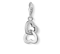 Thomas Sabo - Charm con Cierre para Mujer de Plata de Ley 925/1000 con Circónita, Linked Gem Heart and Plain Heart