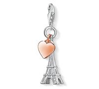 Thomas Sabo - Charm con Cierre para Mujer de Plata de Ley 925/1000, Eiffel Tower Rose Gold Heart Charm