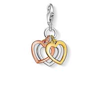 Thomas Sabo - Charm con Cierre para Mujer de Plata de Ley 925/1000, Trio silver, rose gold, gold hearts charm