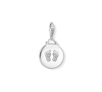 Thomas Sabo - Charm con Cierre para Mujer " Medalla Huella de Bebé", Plata de Ley 925, Plateado