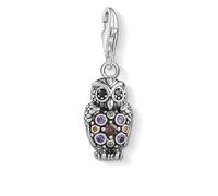 Thomas Sabo - Charm con Cierre para Mujer "Búho brillante ", Plata de Ley 925, con Circónitas