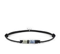 Thomas Sabo Pulsera cuerda de Hombre con Plata, Labradorite, Negro