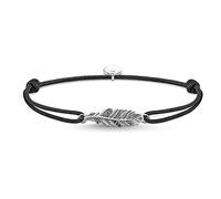 Thomas Sabo - Pulsera para Tobillo de Mujer "Little Secret Pluma", Plata de Ley 925, Negro
