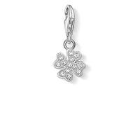 Thomas Sabo - Colgante con Motivos Inspirados en la Espiritualidad y Buena Fortuna, Abalorio de Trébol con Piedras Blancas