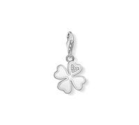 Thomas Sabo - Colgante con Motivos Inspirados en la Espiritualidad y Buena Fortuna, Abalorio de Trébol con Motivo de Cuentas