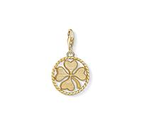 Thomas Sabo - Colgante con Motivos Inspirados en la Espiritualidad y Buena Fortuna, Abalorio de Trébol en Color Dorado