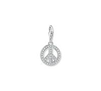Thomas Sabo - Colgante con Motivos Inspirados en la Espiritualidad y Buena Fortuna, Colgante con Símbolo de la Paz y Piedras Blancas