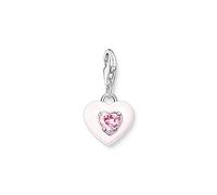 THOMAS SABO Colgante de corazón con piedra rosa de plata de ley 925 de alta calidad con forma de corazón tridimensional, 22 x 11 mm, 1915-041-9, talla única, Plata esterlina, Circonita cúbica