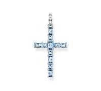 THOMAS SABO Colgante de cruz de plata de ley 925 con circonitas y espinela, altura: 42 mm, PE939-009-1, 42mm, Plata, No es una piedra preciosa
