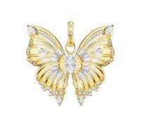 THOMAS SABO Colgante de mariposa chapado en oro de 18 quilates con circonitas cúbicas 3D, Standard, Plata de ley, Circonita cúbica