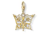 Thomas Sabo Colgante de plata de ley chapada en oro con circonitas cúbicas y mariposa