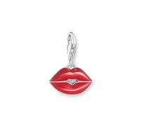 THOMAS SABO Colgante de plata en forma de labios rojos besables, plata de ley 925, ennegrecido, esmalte frío