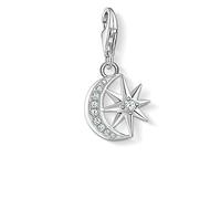 Thomas Sabo - Colgante Inspirado en Símbolos Celestiales, Abalorio Plateado de Luna y Estrella con Piedras