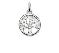Thomas Sabo - Colgante con Motivos Inspirados en la Espiritualidad y Buena Fortuna, Abalorio de Color Plateado con Árbol de la Vida y Piedras Blancas