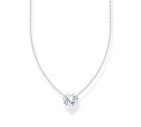 THOMAS SABO Collar con colgante de corazón blanco de plata de ley 925 KE2211-051-14, talla única, Plata esterlina, Circonia cúbica