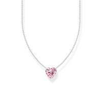 THOMAS SABO Collar con colgante de corazón rosa de plata de ley 925 KE2211-051-9, talla única, Plata esterlina, Circonia cúbica
