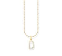 Thomas Sabo Collar con letra D, plata chapada en oro con circonitas, KE2243-414-14
