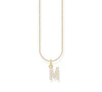 Thomas Sabo Collar con letra M, plata dorada y circonitas, KE2252-414-14