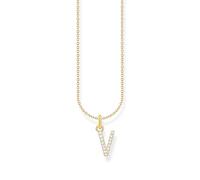 THOMAS SABO Collar con letra V, plata chapada en oro con circonitas, KE2261-414-14