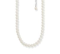 THOMAS SABO Collar de perlas finas cultivadas en agua dulce con un diámetro de 5,5 a 6 mm, ojales de plata de ley 925 ligeramente ennegrecida con circonitas KE2116-167-14-L45V, 16 x 24 x 6 mm, Plata