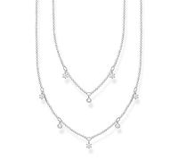 THOMAS SABO Collar doble para mujer con piedras blancas de plata de ley 925, 40-45 cm de longitud