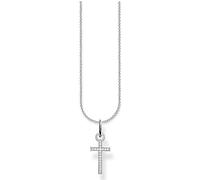 THOMAS SABO Collar para mujer con colgante de cruz de plata de ley 925 con circonitas, tamaño: aprox. 38 cm - 42 cm, SCKE150301