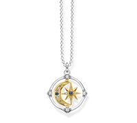 THOMAS SABO Collar para mujer con colgante, estrella y luna, oro, 70 cm, 70cm, Plata esterlina, No aplicable