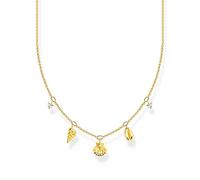 THOMAS SABO Collar para mujer con conchas doradas, de plata de ley 925 con brillante chapado en oro amarillo 750 en diseño marítimo, longitud 45 cm, KE2158-414-14-L45V, 45cm, Plata esterlina Yellow