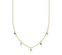 Thomas Sabo Collar para mujer con piedras de colores doradas de plata de ley 925, 40-45 cm de longitud