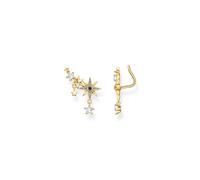 THOMAS SABO Sabo Ear Climber Royalty - Pendientes con piedras de plata de ley 925, chapado en oro amarillo 750, tamaño: aprox. 1,5 cm x 1,8 cm, H2223-959-7, 1,8cm, Plata, Circonia cúbica