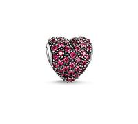 Thomas Sabo Karma Cuentas, Mujer Rojo Pave Corazón de Perlas, 925 Plata de Ley, ennegrecido