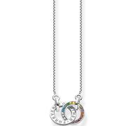 THOMAS SABO Collar Together para mujer con dos anillos, piedras de colores de plata ennegrecida, de plata de ley 925, longitud 55 cm, KE1488-318-7-L55V, 55cm, Plata esterlina, Circonia cúbica