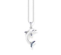 THOMAS SABO KE2144-644-1-L45V - Cadena de delfín con piedras azules de plata de ley (40 x 45 cm), 45cm, Plata, Circonia cúbica