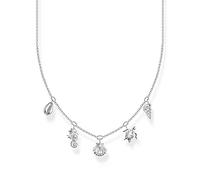 THOMAS SABO KE2157-051-14-L45V - Collar de plata de ley 925 con colgante de concha y circonitas para mujer (longitud: 40-45 cm), 45cm, Plata, No es una piedra preciosa