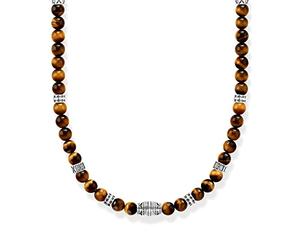THOMAS SABO KE2180-826-2-L50 - Collar para hombre con cuentas de ojo de tigre de plata de ley 925, longitud 50 cm, 50cm, Plata esterlina, No es una piedra preciosa