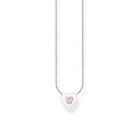 THOMAS SABO KE2184-041-9-L45v - Collar de plata de ley 925 con colgante de corazón, longitud 45 cm, diseño de corazón y piedra rosa, 45cm, Plata esterlina, Circonia cúbica