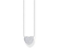 THOMAS SABO KE2277-051-14-L45V - Collar y colgante en forma de corazón con piedras blancas de plata 925 reciclada (40,00-45,00 cm), L45V, Plata esterlina, Circonia cúbica