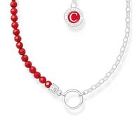THOMAS SABO Member - Cadena de abalorios rojos y eslabones de plata de ley 925, esmalte frío