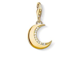 Thomas Sabo Mujer-Colgante-Charm Luna guardiana Charm Club Plata de ley 925 color oro amarillo 1500-414-14
