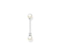 Thomas Sabo Mujer Individual Pendiente Perla con Piedra Blanca Plata de Ley 925 H2212-167-14, OneSize, Plata de ley, Circonia cúbica