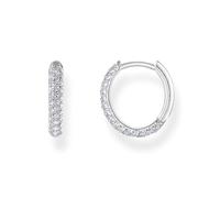 THOMAS SABO Pendientes de aro con circonita blanca pavé plata 925 reciclada CR730-051-14, talla única, Plata de ley Plata, Circonita cúbica