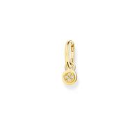 THOMAS SABO Pendientes de aro individuales para mujer con ojal para abalorios, plata de ley 925 chapada en oro amarillo de 18 quilates, CR720-414-39, talla única, Plata, Circonita cúbica