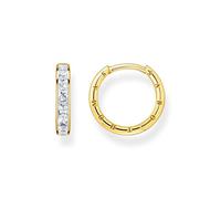 Thomas Sabo Pendientes de aro para mujer en color oro de plata de ley 925 con acabado de oro amarillo 750 y circonitas, tamaño: 20 x 1,8 mm, CR668-414-14, 20x1,8mm, Plata de ley, Circonia cúbica 1