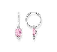 THOMAS SABO Pendientes de aro para mujer, plata de ley 925 con piedra rosa CR672-051-9, talla única, Plata, Circonia cúbica