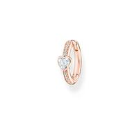 THOMAS SABO Pendientes de Aro Simple con Corazón y Piedras Blancas Plata Bañada en Oro CR692-416-14, Oro Rosa