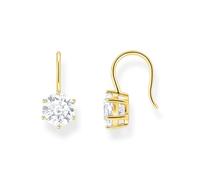 Thomas Sabo Pendientes de plata chapada en oro con circonita blanca grande H2287-414-14, talla única, Plata de ley, Circonia cúbica